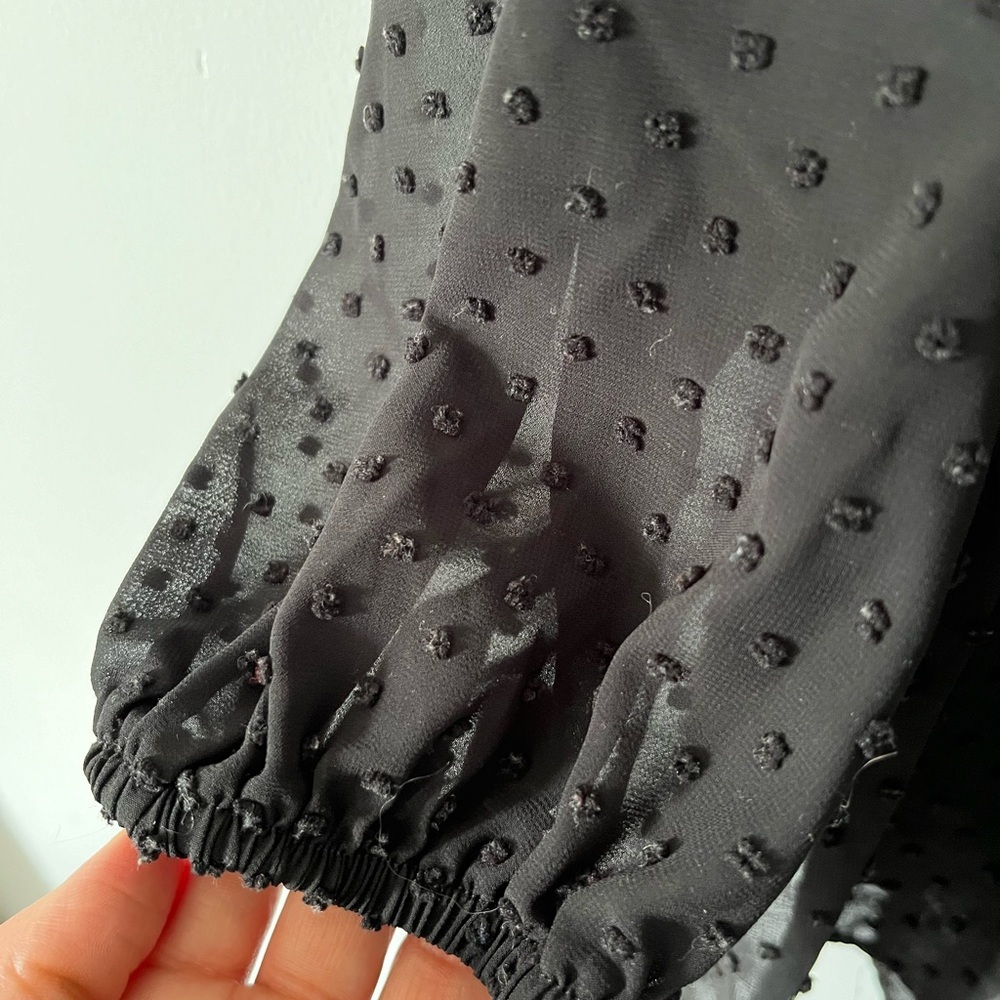 Francesca’s Black Blue Rain Peplum Top - Picture 5 of 6